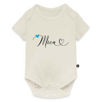 Mica nom Prénom Calligraphie coeur - Body à manches courtes Premium Bébé - blanc cassé - Devant