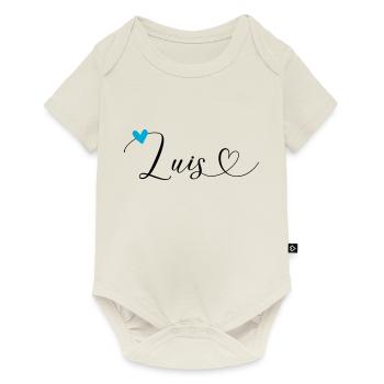 Luis Nom Prénom Calligraphie Coeur - Body à manches courtes Premium Bébé - blanc cassé - Devant