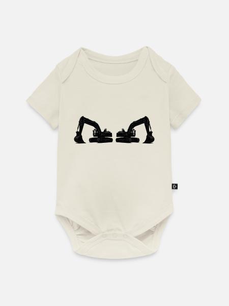 bagger 2 - Baby Premium Kurzarmbody - Naturweiß