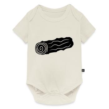 black tree trunk wood floor firewood huette wood - Baby Premium short-sleeve bodysuit - off white - Front