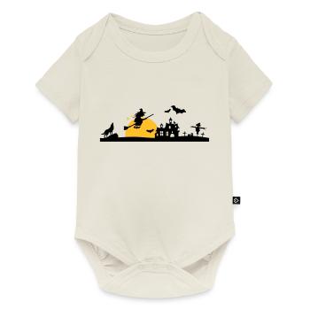 Halloween - Schloss, Hexe und Friedhof - Baby Premium Kurzarmbody - Naturweiß - Vorne