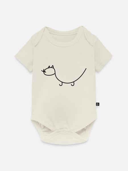Katze linie - Baby Premium Kurzarmbody - Naturweiß