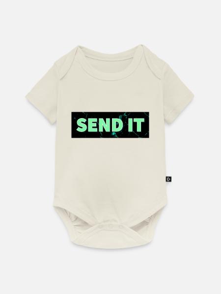 SEND IT Boxlogo - Baby Premium Kurzarmbody - Naturweiß
