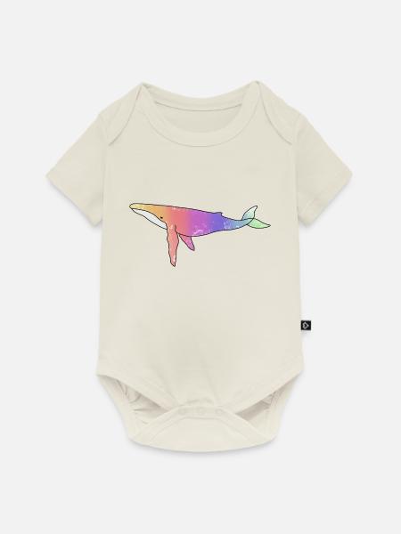 Wal Regenbogen Version - Baby Premium Kurzarmbody - Naturweiß