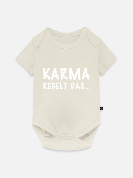 Karma regelt das... - Baby Premium Kurzarmbody - Naturweiß