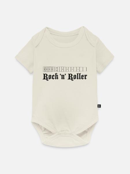 Gitarrengriffbrett groß schwarz - Baby Premium Kurzarmbody - Naturweiß
