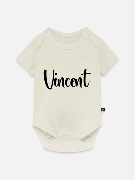 Vorname Vincent - Baby Premium Kurzarmbody - Naturweiß