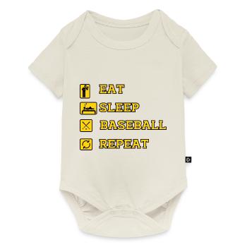 EAT SLEEP BASEBALL REPEAT - Body à manches courtes Premium Bébé - blanc cassé - Devant