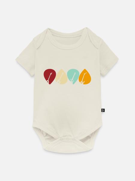 Guitar Pick Design für Gitarristen im Retro-Stil - Baby Premium Kurzarmbody - Naturweiß