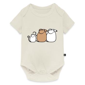 3 Mice Family Child Mom Dad Parents Row Cute - Baby Premium short-sleeve bodysuit - off white - Front