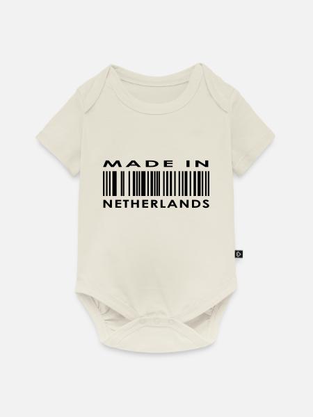 Made in Netherlands / Niederlande - Baby Premium Kurzarmbody - Naturweiß