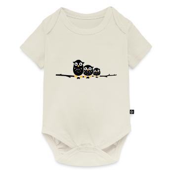 three owls on a branch - Baby Premium short-sleeve bodysuit - off white - Front