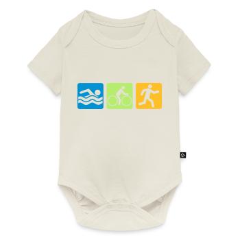 colorful sport buttons pictogram cool logo swim bike - Baby Premium short-sleeve bodysuit - off white - Front