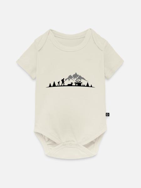 Reise - Berge Wanderer - Baby Premium Kurzarmbody - Naturweiß
