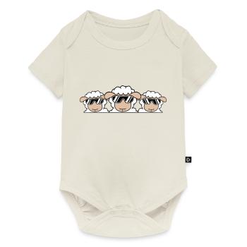 3 DJ mouton derrière la clôture mur lunettes de soleil amis - Body à manches courtes Premium Bébé - blanc cassé - Devant