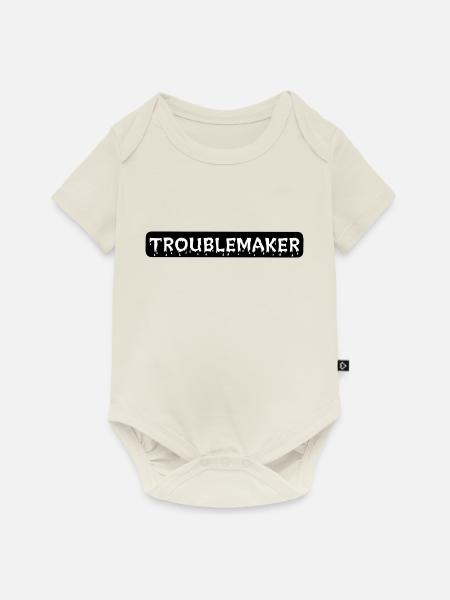 TROUBLEMAKER - Baby Premium Kurzarmbody - Naturweiß