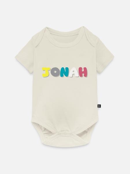 Name - Jonah - Baby Premium Kurzarmbody - Naturweiß
