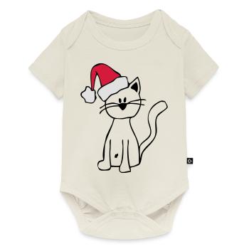 Weihnachtskatze Meowy Christmas - Baby Premium Kurzarmbody - Naturweiß - Vorne