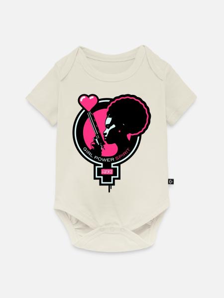 Girl-Power-Spirit-01-customizable - Body à manches courtes Premium Bébé - blanc cassé