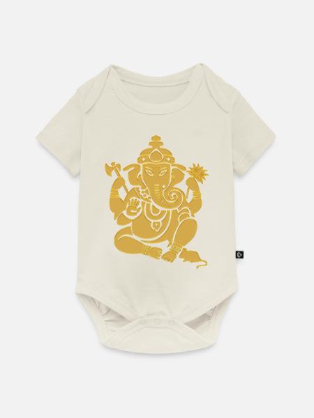 ganesha_aumkara_gold - Baby Premium Kurzarmbody - Naturweiß