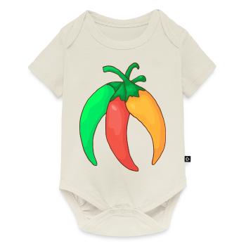 Green red yellow chilli pepper hot pepper vegetables - Baby Premium short-sleeve bodysuit - off white - Front
