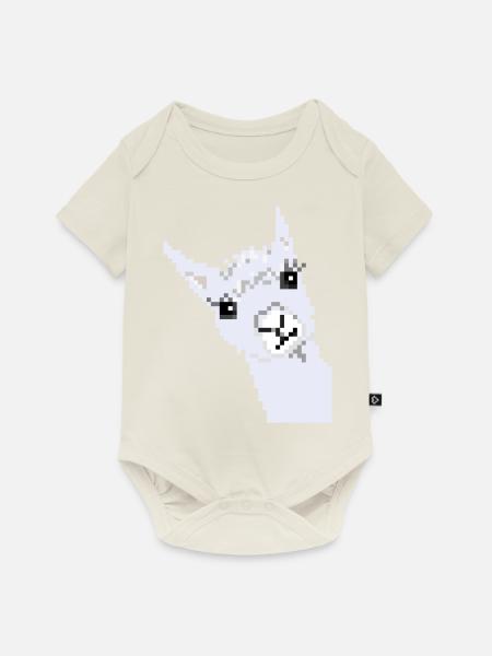 Pixel Lama - Baby Premium Kurzarmbody - Naturweiß