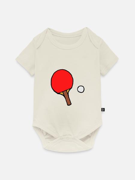 Tischtennis-Schläger - Baby Premium Kurzarmbody - Naturweiß