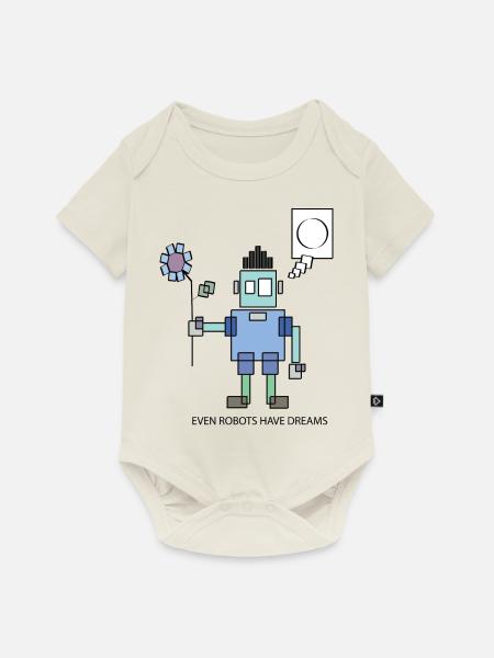 Roboter - Baby Premium Kurzarmbody - Naturweiß