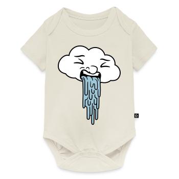 puking funny rain cloud - Baby Premium short-sleeve bodysuit - off white - Front