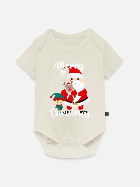 Frohe Weihnachten - Baby Premium Kurzarmbody - Naturweiß