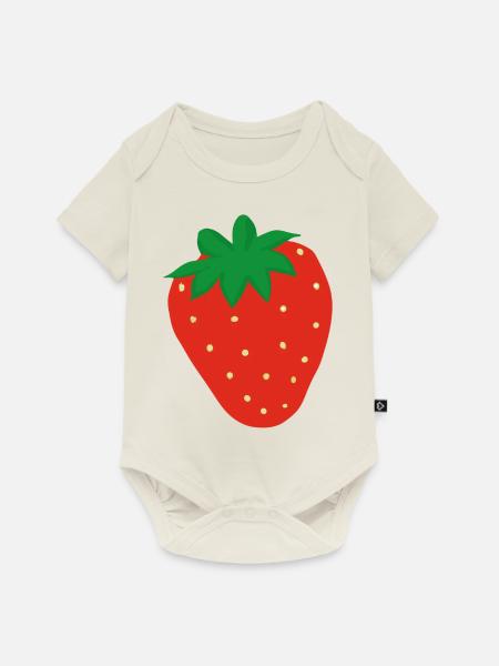 Erdbeere Illustration Geschenkidee - Baby Premium Kurzarmbody - Naturweiß