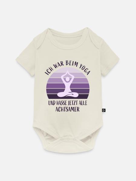 Ich war beim Yoga - Baby Premium Kurzarmbody - Naturweiß