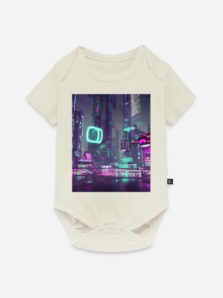 Futuristische Stadt - Baby Premium Kurzarmbody - Naturweiß