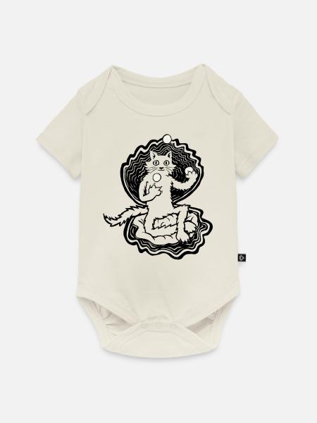 Muschelkatze - Baby Premium Kurzarmbody - Naturweiß