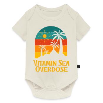 Vitamine Mer Overdose Drôle Plage Humour Océan - Body à manches courtes Premium Bébé - blanc cassé - Devant