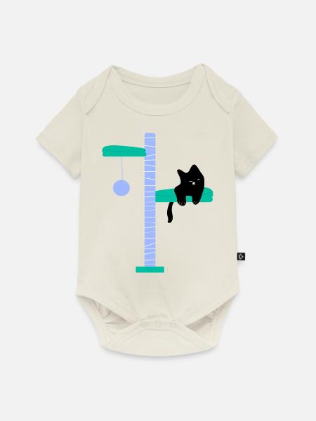 Katzenbaum und Kratzbaum2 - Baby Premium Kurzarmbody - Naturweiß