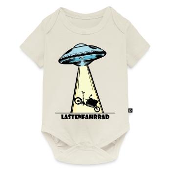 Ufo, Lastenfahrrad, Lastenrad, Cargobike, Aliens - Baby Premium Kurzarmbody - Naturweiß - Vorne