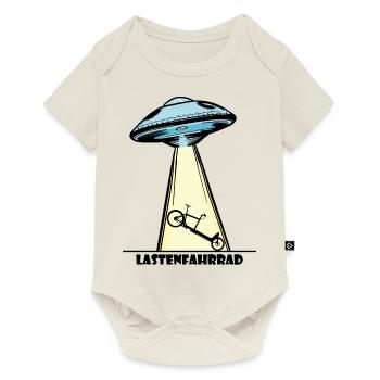 Ufo, Lastenfahrrad, Lastenrad, Cargobike, Aliens - Baby Premium Kurzarmbody - Naturweiß - Vorne
