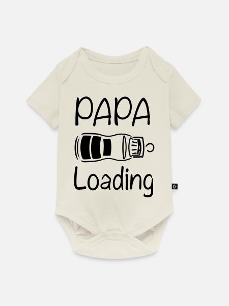 Papa lädt - Baby Premium Kurzarmbody - Naturweiß