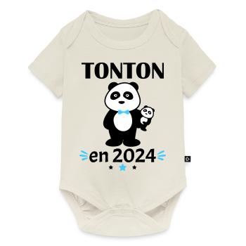 Tonton en 2024, annonce grossesse, famille - Body à manches courtes Premium Bébé - blanc cassé - Devant