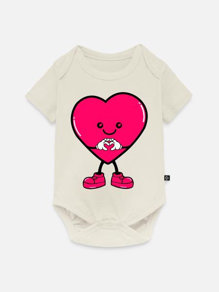 heart comic - Baby Premium Kurzarmbody - Naturweiß