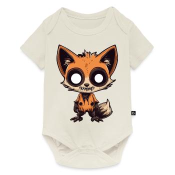 Renard Halloween Bande Dessinée Drôle - Body à manches courtes Premium Bébé - blanc cassé - Devant