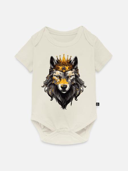 Wolf Tier Krone - Baby Premium Kurzarmbody - Naturweiß