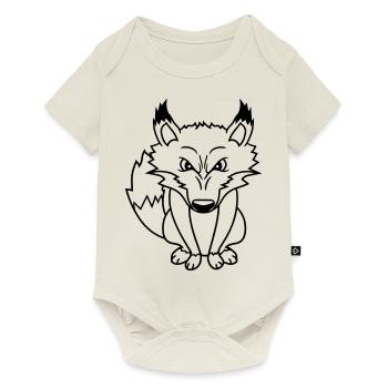 Renard, Mauvais œil, Dangereux, Renard roux, Animal sauvage - Body à manches courtes Premium Bébé - blanc cassé - Devant