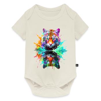 Bemalte Tiger-Reflexion - Baby Premium Kurzarmbody - Naturweiß - Vorne