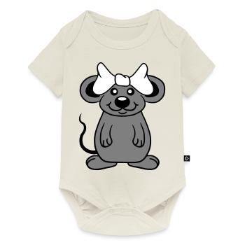 Mouse Woman Pretty Bow Girl Little Rat Cute - Baby Premium short-sleeve bodysuit - off white - Front