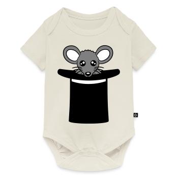 souris en chapeau de sorcier chapeau haut de forme petite souris mignon - Body à manches courtes Premium Bébé - blanc cassé - Devant