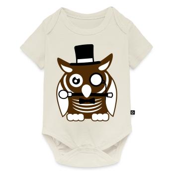 Sir hibou chapeau haut de forme monocle verres riches M. - Body à manches courtes Premium Bébé - blanc cassé - Devant