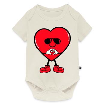 Bande dessinée Coeur - Body à manches courtes Premium Bébé - blanc cassé - Devant