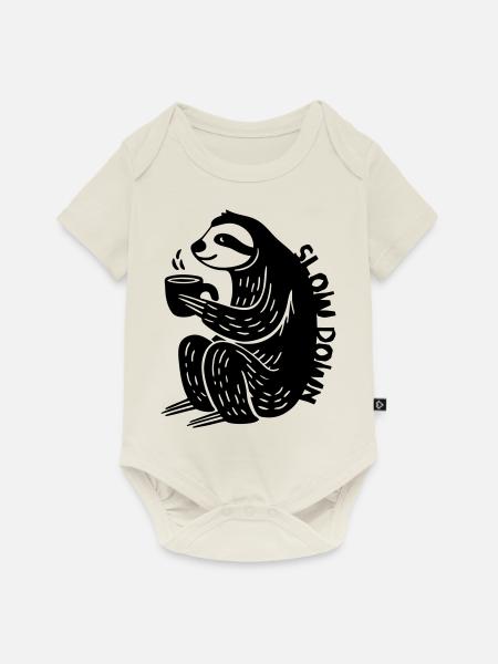 Slow Down - Baby Premium Kurzarmbody - Naturweiß